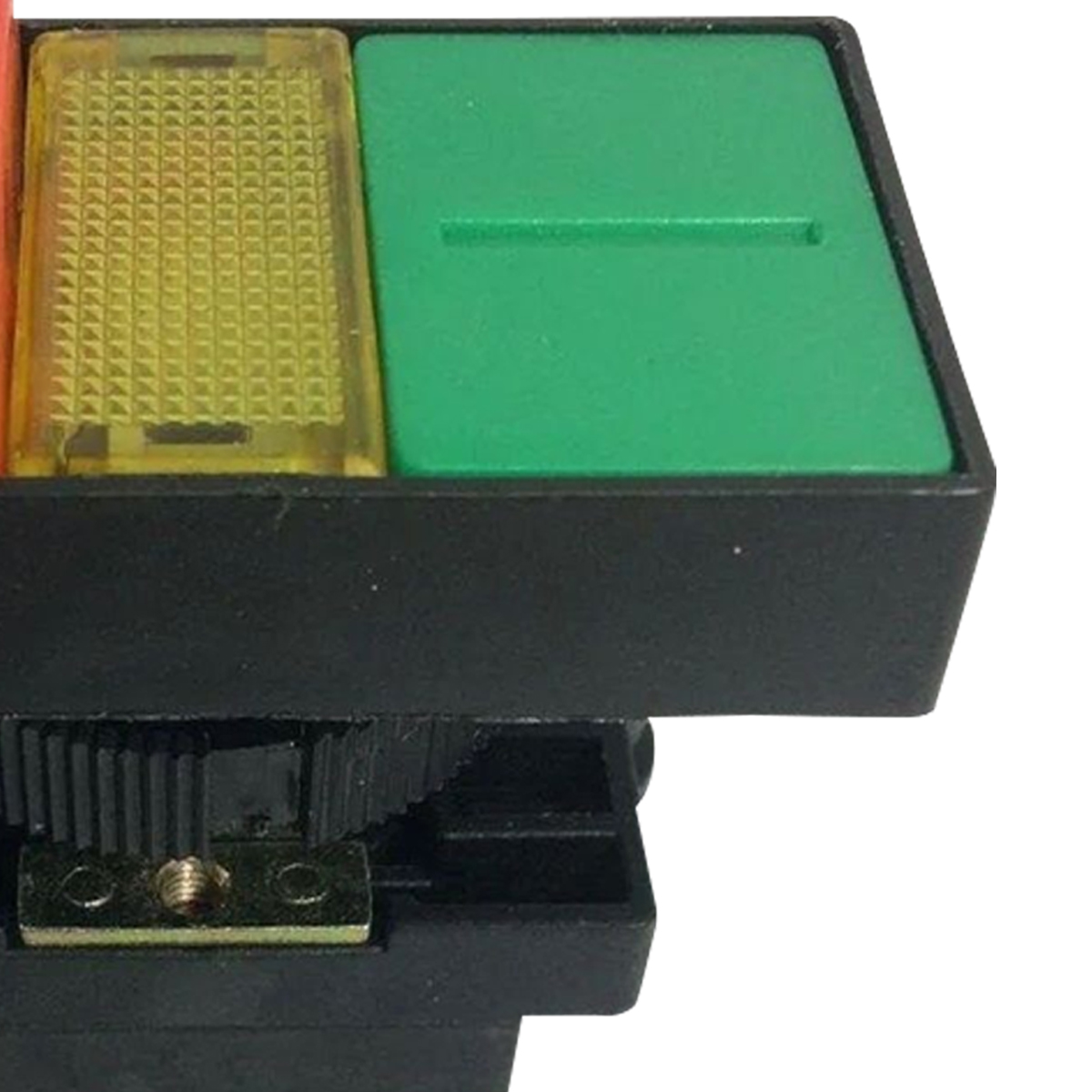 Botão Duplo Comando Iluminado Plástico 1Na+1Nf Verde/Vermelho 220V 22Mm Retangular - Metaltex