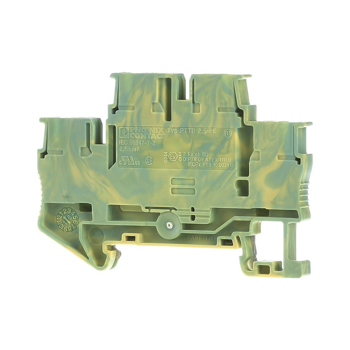 Conector Borne Passagem Terra 4 Conexões 2,50Mm Verde/Amarelo Poliamida - Phoenix