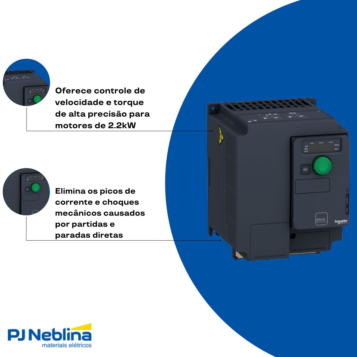 Inversor Frequência Trifásico 380-480V 50/60Hz 5,5A 2,2Kw C/Filtro - Schneider
