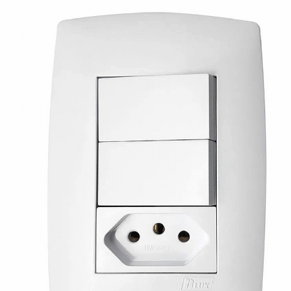 Conjunto 2 Interruptores Simples + 1 Tomada 10A 4X2 Home Branco - Blux