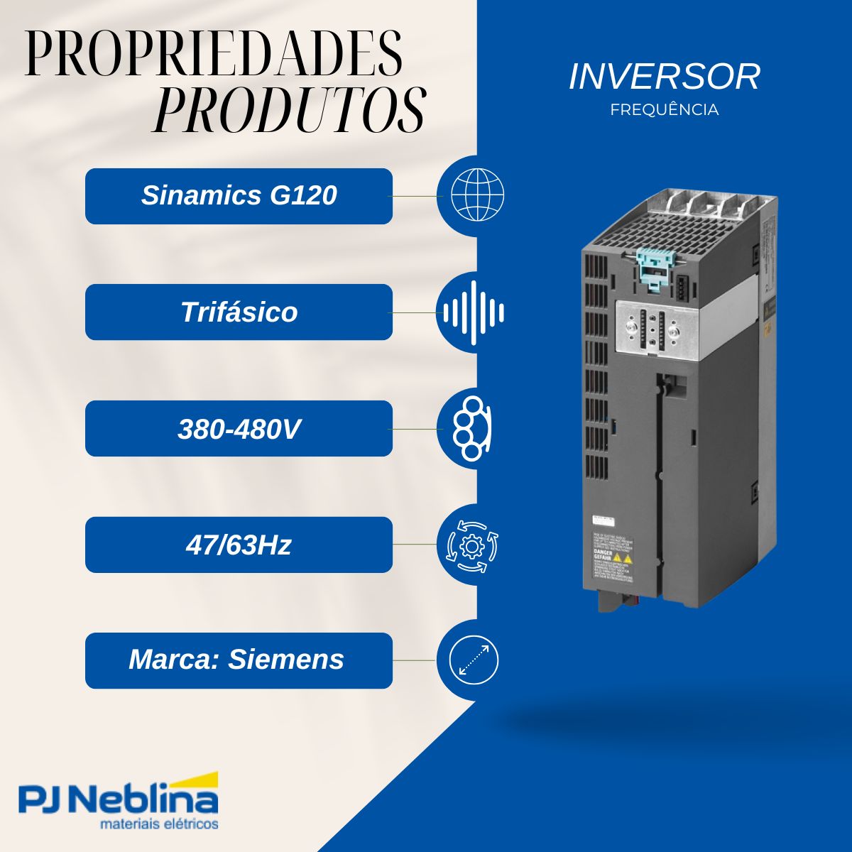 Inversor Frequência Trifásico 380-480V 47/63Hz 5,9A 2,2Kw C/Filtro - Siemens