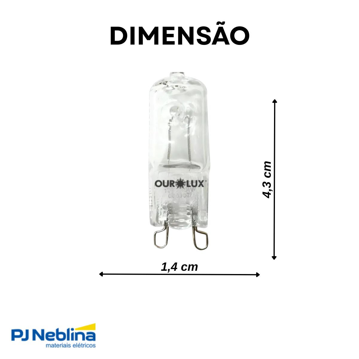 Lâmpada Halógena Bipino Clara 20W 220V G9 Luz Amarela - Ourolux