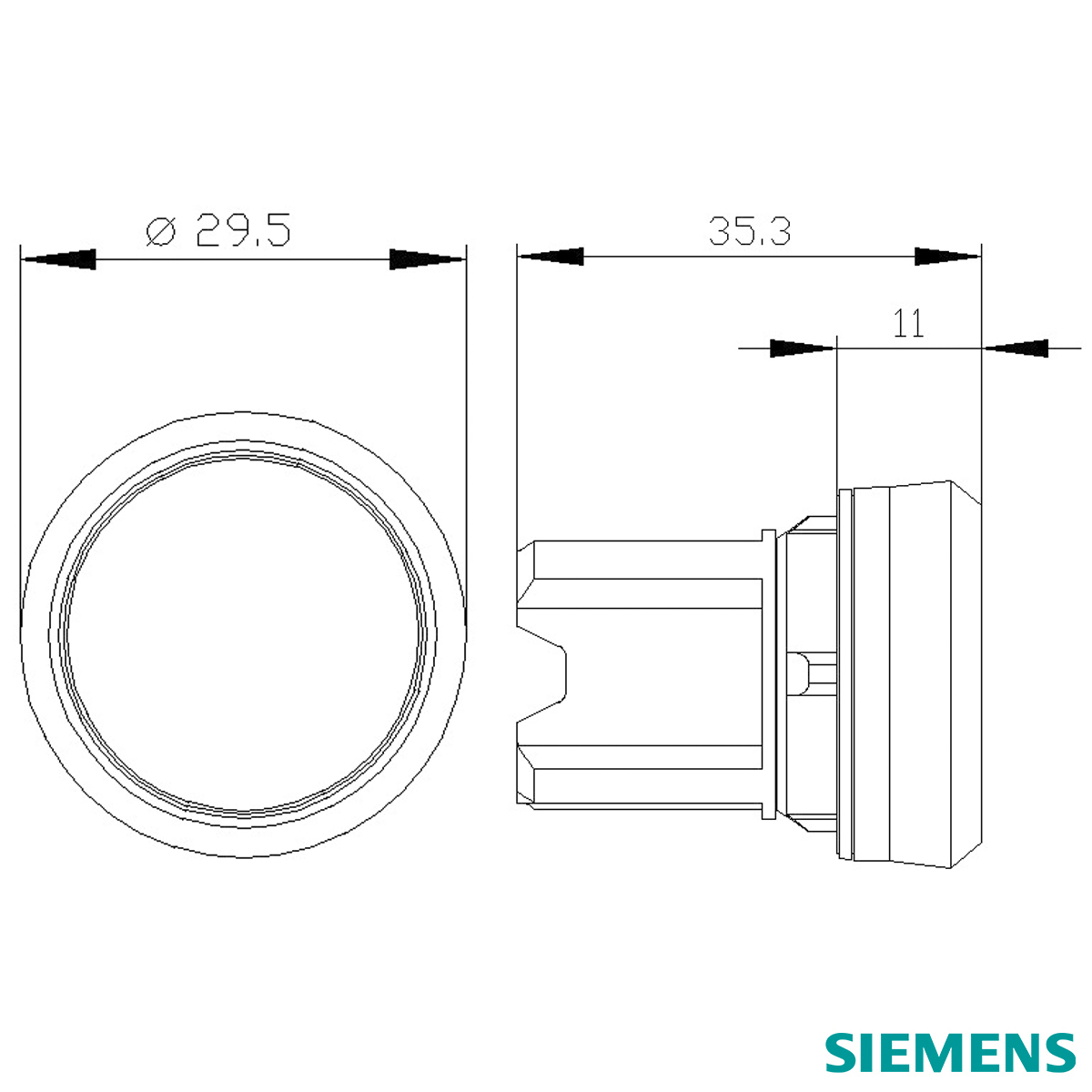 Botão Comando Pulsador Faceado Iluminado Redondo 22mm Plástico Azul 3SU10010AB500AA0 - Siemens