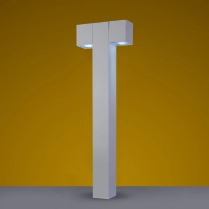 Poste Balizador Quadrado Alumínio 75cm Branco Gu10 Para 2 Lâmpada 7W - Ideal Iluminacao