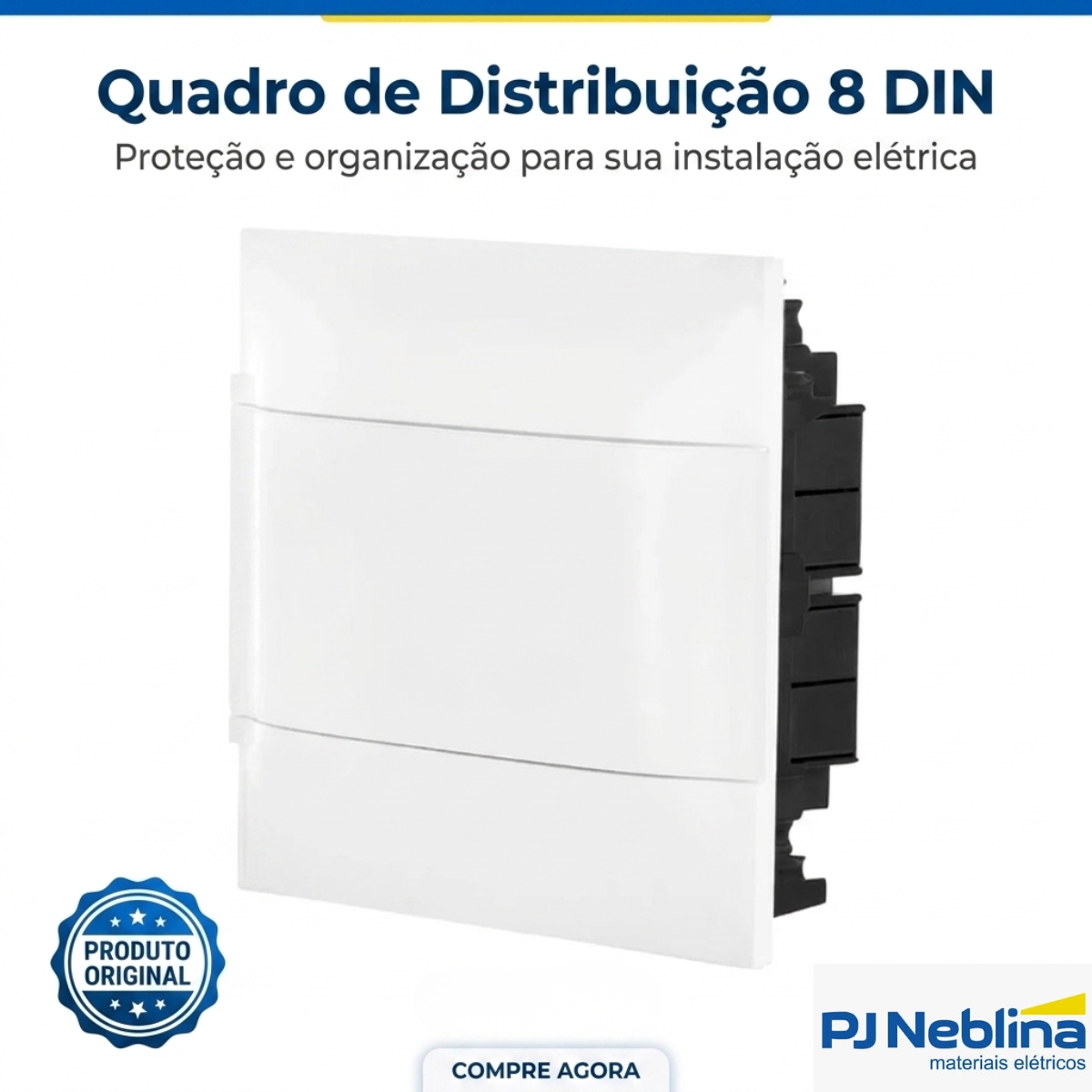 Quadro Distribuição Embutir 256X225X98Mm 8 Disjuntores Branco 134008 - Cemar