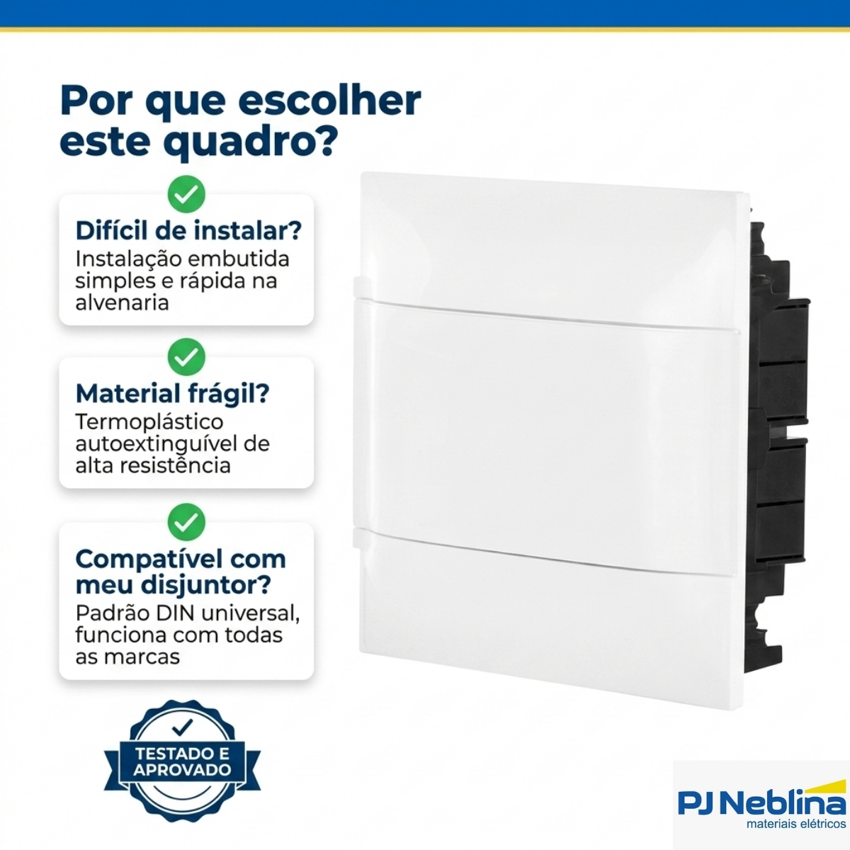 Quadro Distribuição Embutir 256X225X98Mm 8 Disjuntores Branco 134008 - Cemar