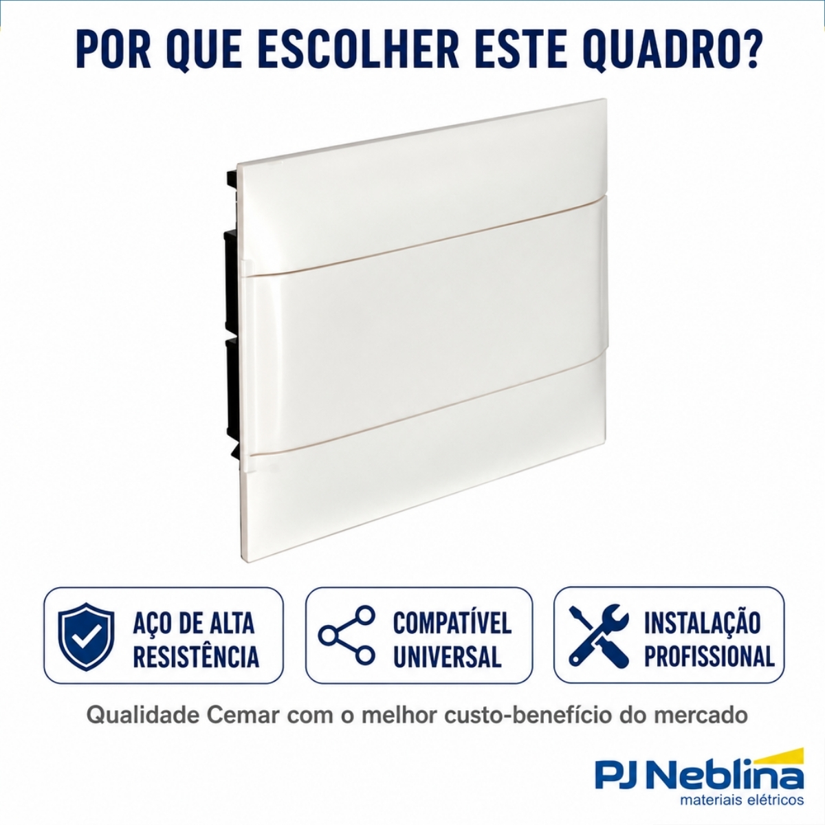 Quadro Distribuição Embutir 328X235X102Mm 12 Disjuntores Branco 135001 - Cemar