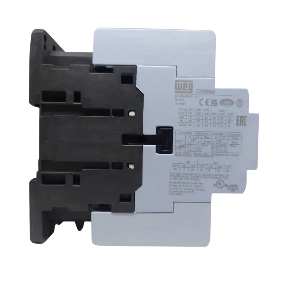 Contator Potência Tripolar 50A 220V 1Na+1Nf 50/60Hz - Weg