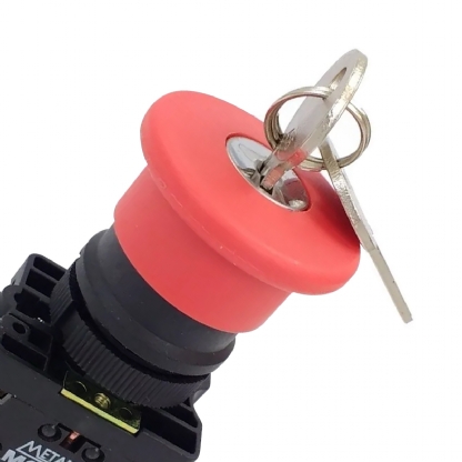 Botão Emergência Com Chave Plástico 1Nf 22mm Vermelho - Metaltex