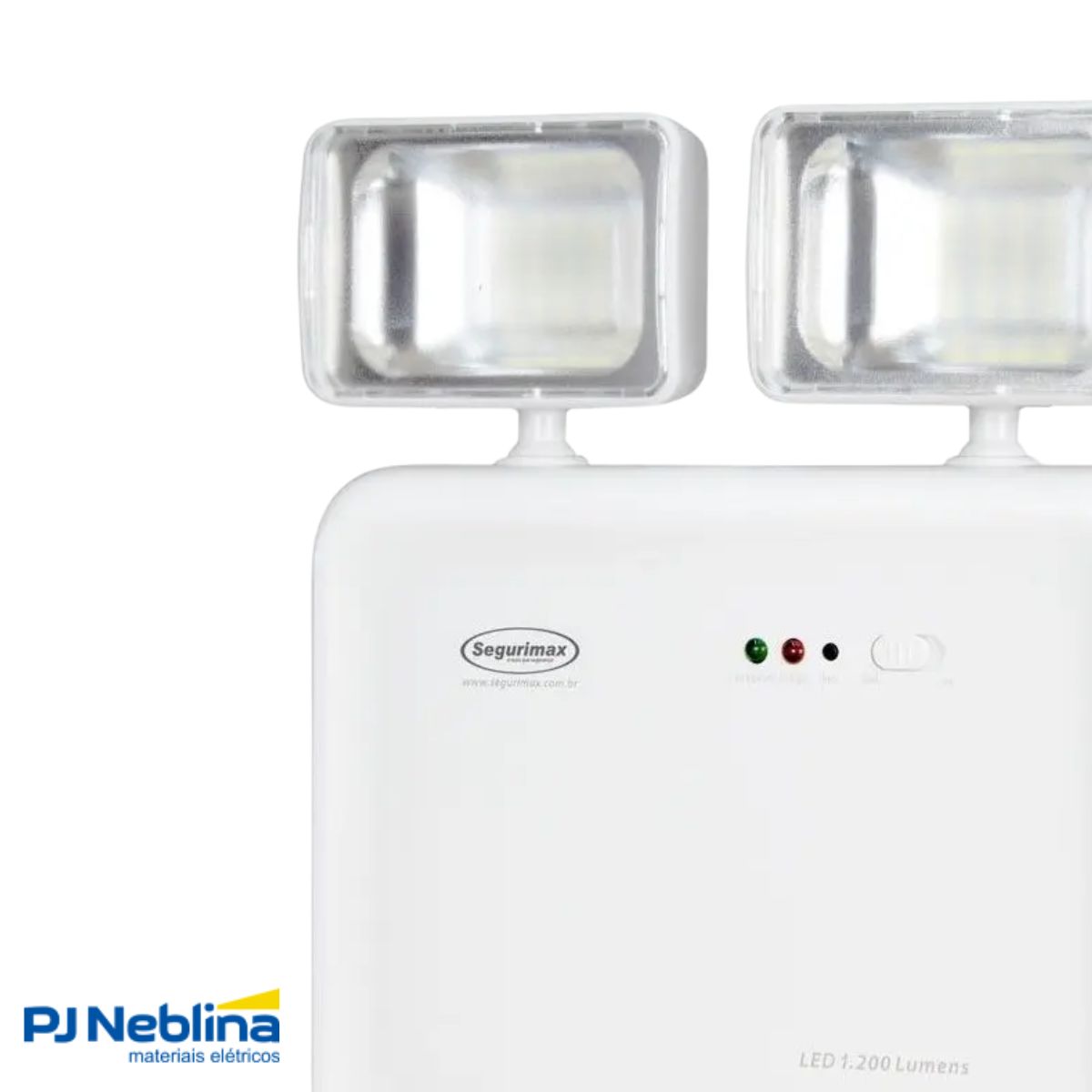 Luminária Emergência Led 2 Faróis Sobrepor 2W Bivolt C/24 Leds 6000K/7000K Branco Frio 1200Lm 3H Ip65 - Segurimax