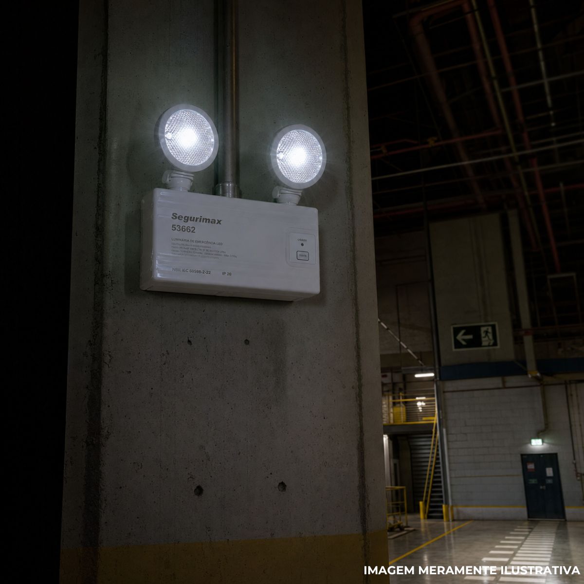 Luminária Emergência Led 2 Faróis Sobrepor 2W Bivolt C/24 Leds 6000K/7000K Branco Frio 1200Lm 3H Ip65 - Segurimax