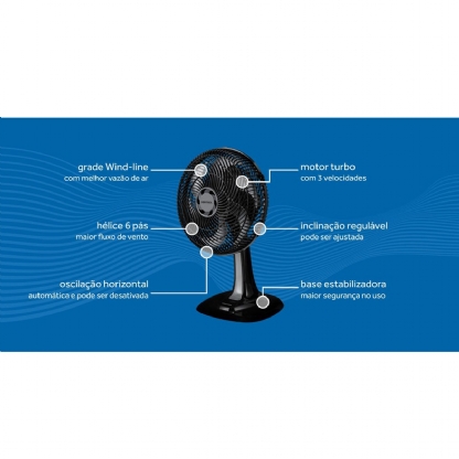 Ventilador Mesa Turbo Premium 127V 52W 30cm Preto - Ventisol