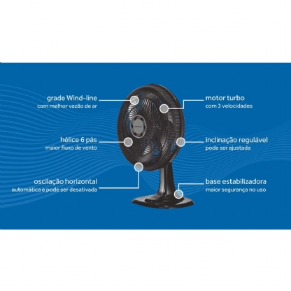 Ventilador Mesa Turbo Premium 127V 40cm 6 Pás Preto - Ventisol
