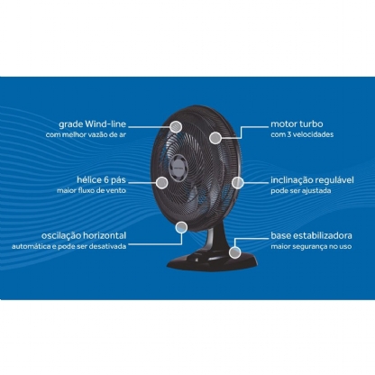 Ventilador Mesa Turbo Premium 127V 135W 50cm Preto - Ventisol