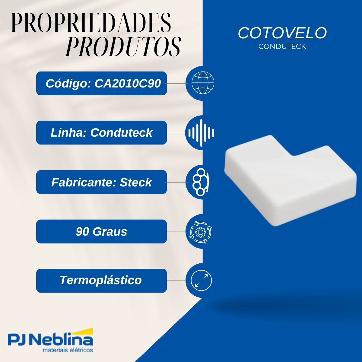 Cotovelo Conduteck 90G 20X10 - Steck