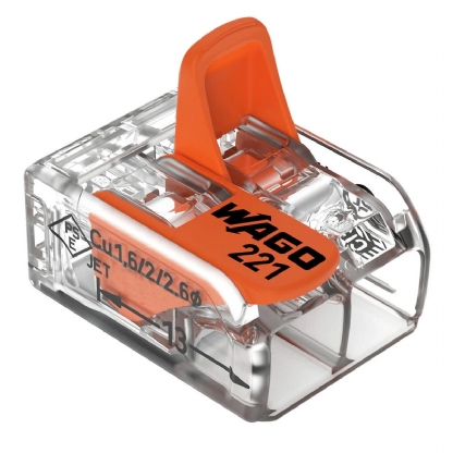 Conector Elétrico Emenda Rápido Poliamida Laranja/Transparente 2 Polos 6,00mm - Wago