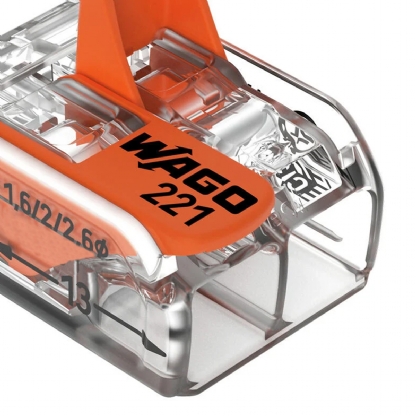 Conector Elétrico Emenda Rápido Poliamida Laranja/Transparente 2 Polos 6,00mm - Wago