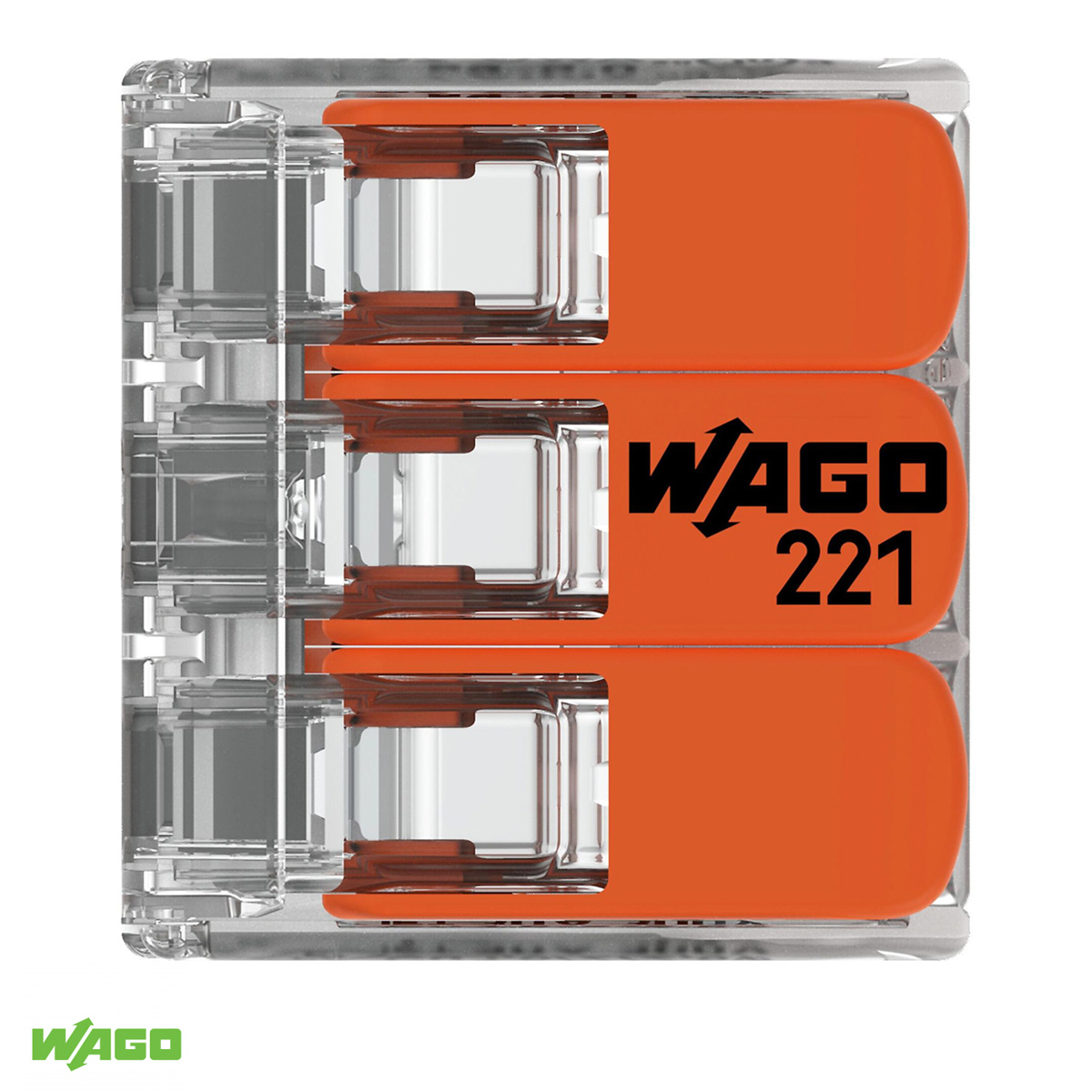 Conector Elétrico Emenda Rápido Poliamida Laranja/Transparente 3 Polos 6,00Mm 41A 221-613 - Wago