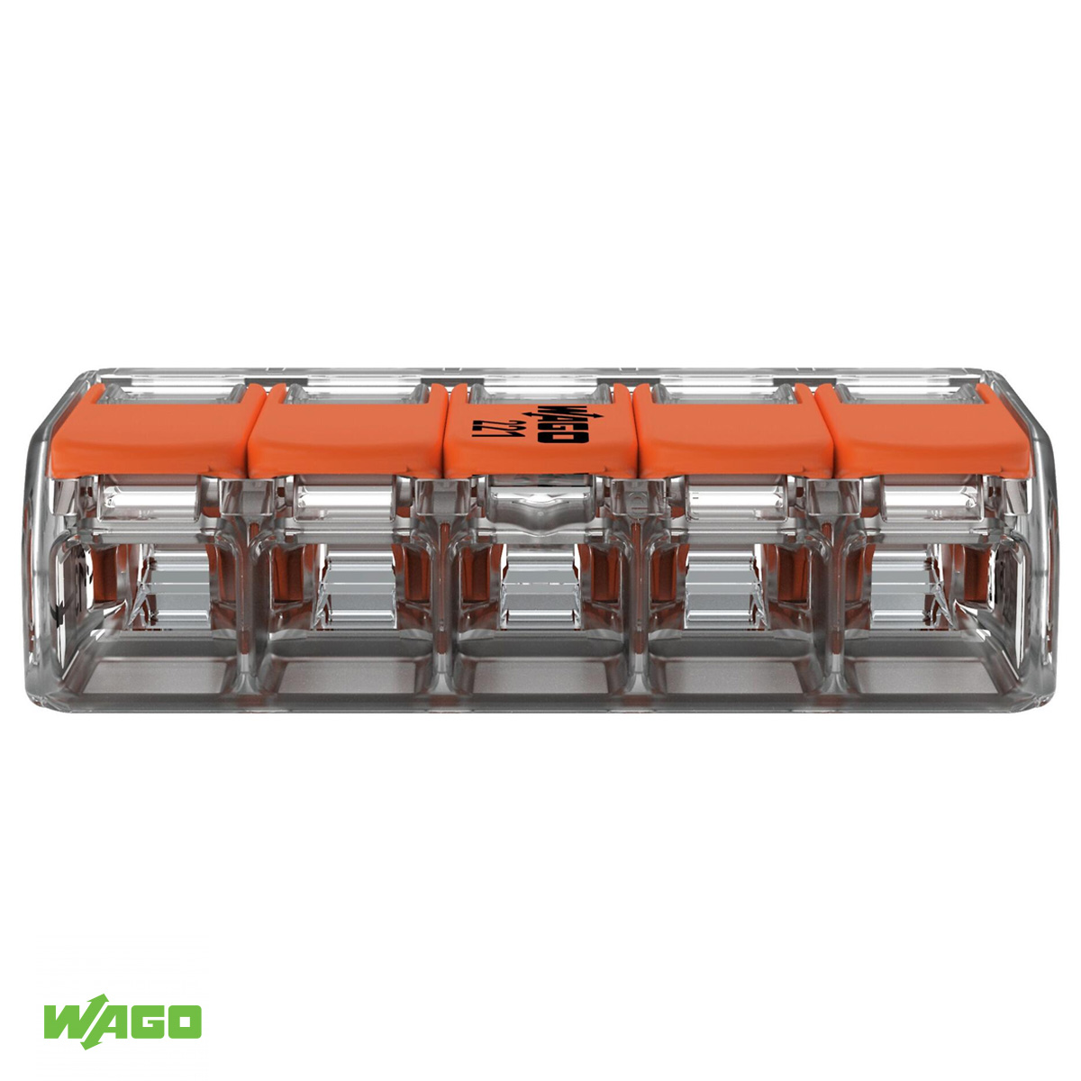 Conector Elétrico Emenda Rápido Poliamida Laranja/Transparente 5 Polos 6,00Mm 221-615 - Wago