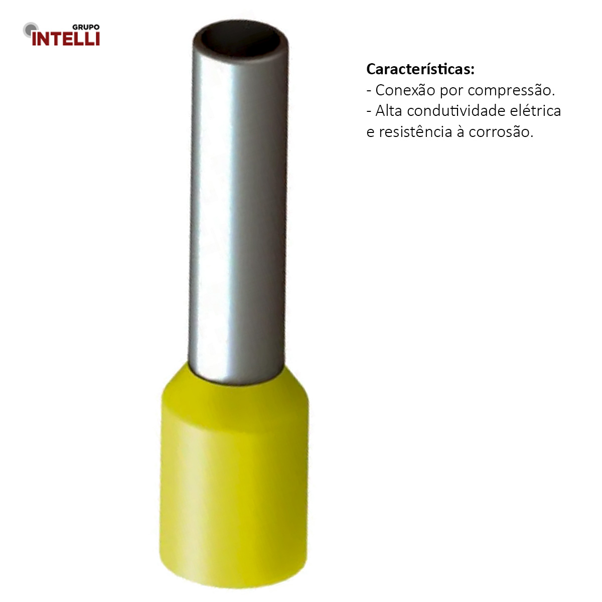 Terminal Tubular (Ilhos) 6,00Mm (10Awg) Pre-Isolado Amarelo 1005 Intelli