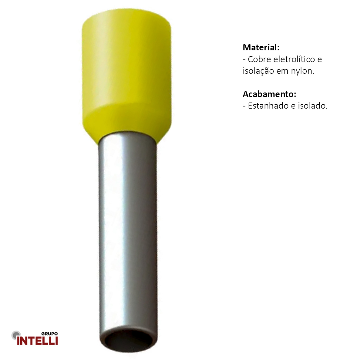 Terminal Tubular (Ilhos) 6,00Mm (10Awg) Pre-Isolado Amarelo 1005 Intelli