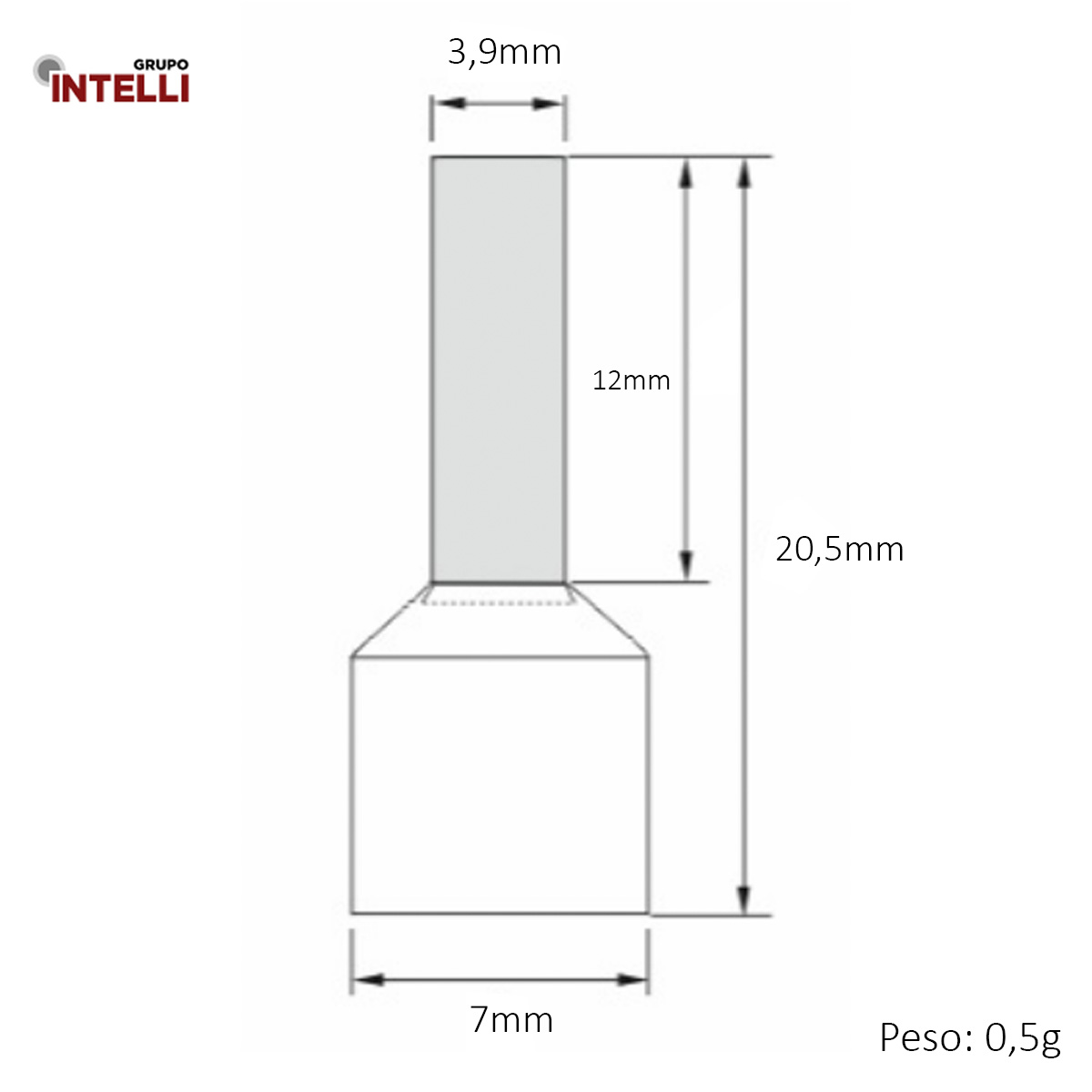 Terminal Tubular (Ilhos) 6,00Mm (10Awg) Pre-Isolado Amarelo 1005 Intelli