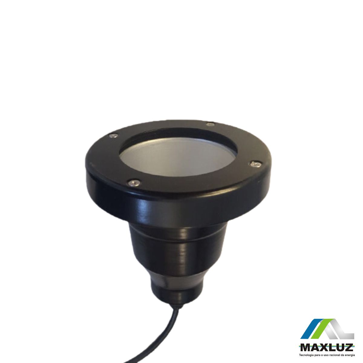 Luminária Solo Embutir Redondo Preto Para Lâmpada Ar70 7W Gu10 Difusor Vidro Temperado LS 207 Maxluz