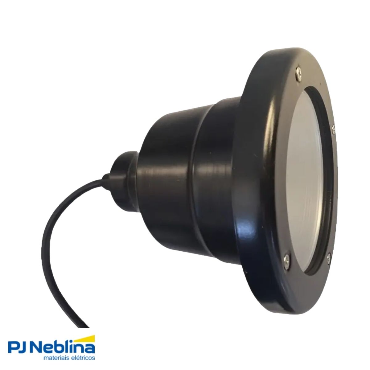 Luminária Solo Embutir Redondo Preto P/Lâmpada Ar111 13W Gu10 Difusor Vidro Temperado - Maxluz