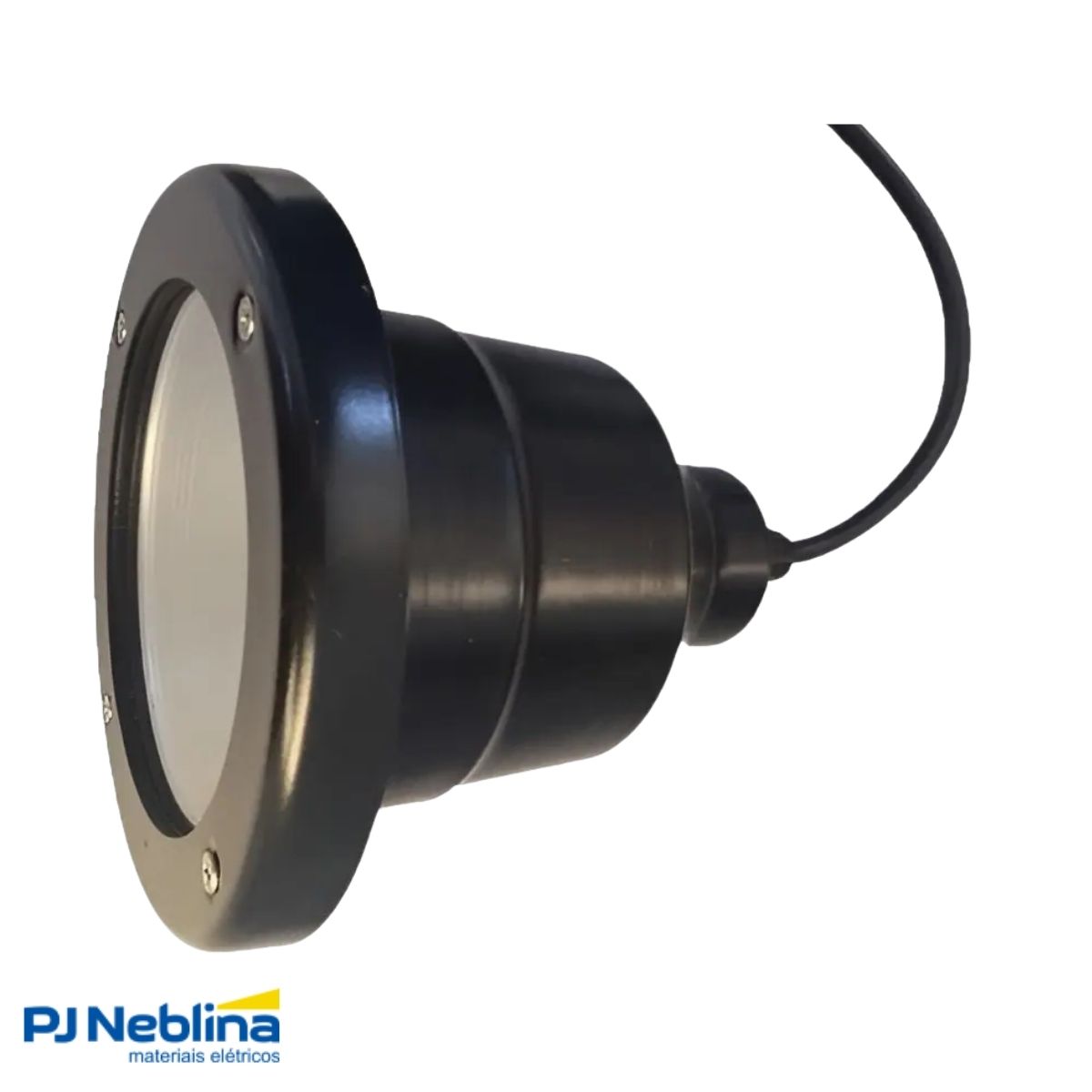 Luminária Solo Embutir Redondo Preto P/Lâmpada Ar111 13W Gu10 Difusor Vidro Temperado - Maxluz