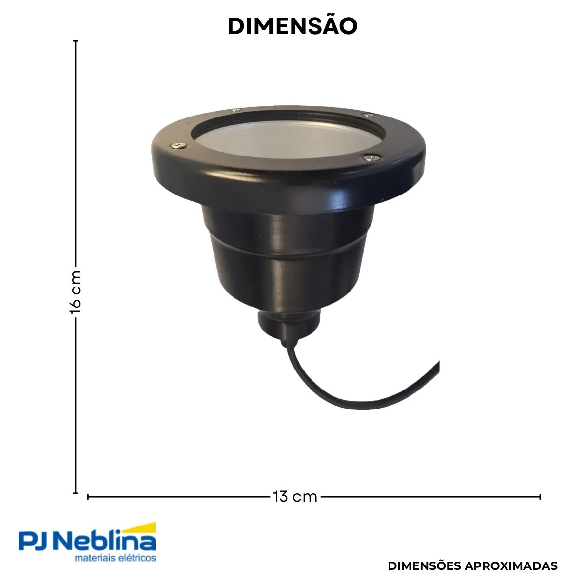 Luminária Solo Embutir Redondo Preto P/Lâmpada Ar111 13W Gu10 Difusor Vidro Temperado - Maxluz