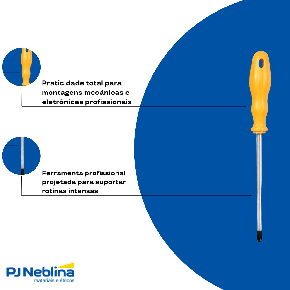 Chave Fenda Ponta Cruzada (Philips) 5/16X6Pol (8X150Mm) Amarelo - Brasfort