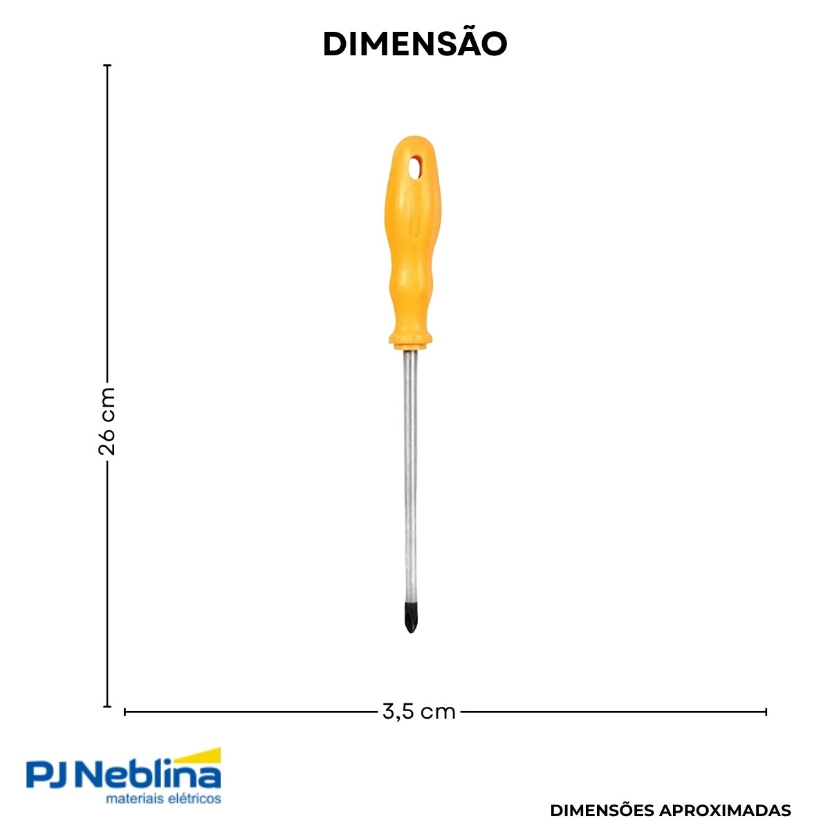 Chave Fenda Ponta Cruzada (Philips) 5/16X6Pol (8X150Mm) Amarelo - Brasfort