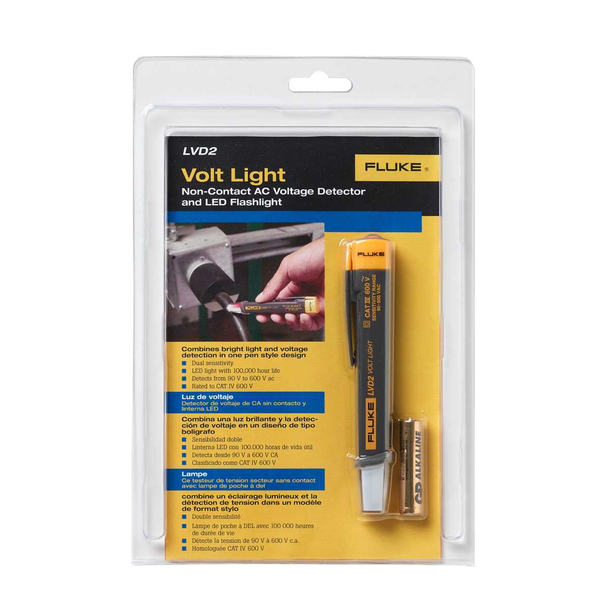 Detector Tensão Ac90 A 600V Com Lanterna Lvd2 - Fluke