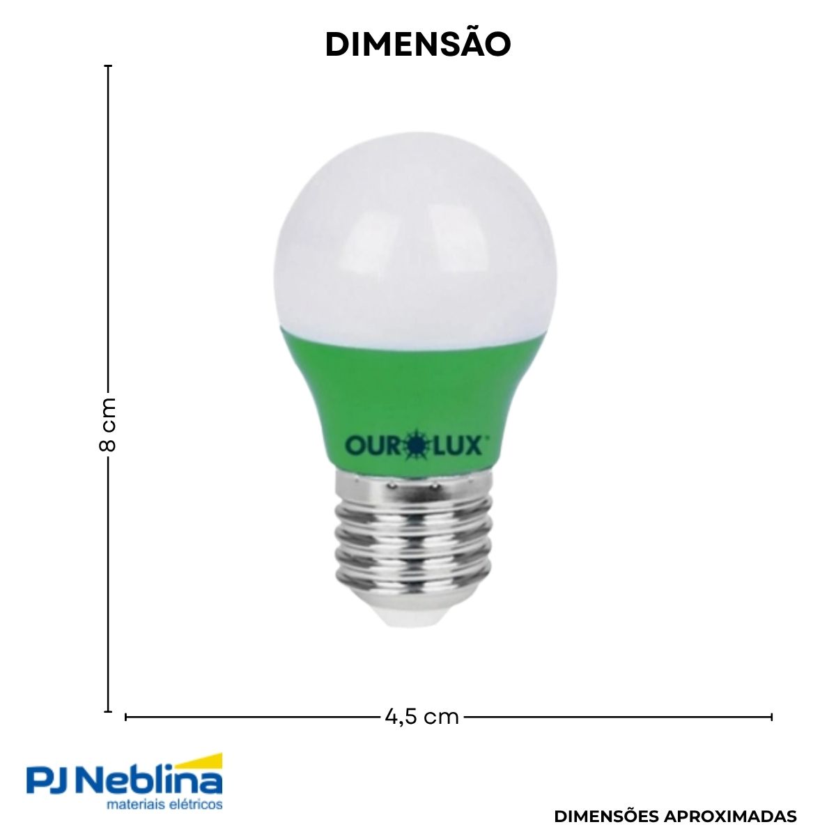 Lâmpada Led Bolinha G45 3W Bivolt E27 Verde - Ourolux