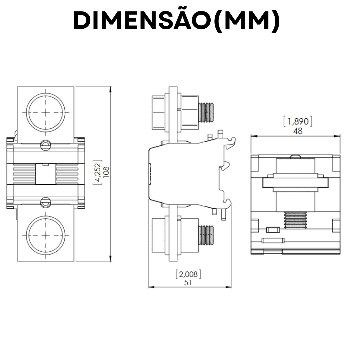 Conector Borne Passagem 2 Conexões 150Mm 1000V Cinza - Weg