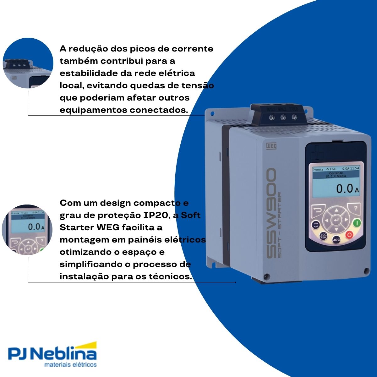 Chave Partida Softstarter Trifásico 17A 220-575V 11Kw Ip20 - Weg