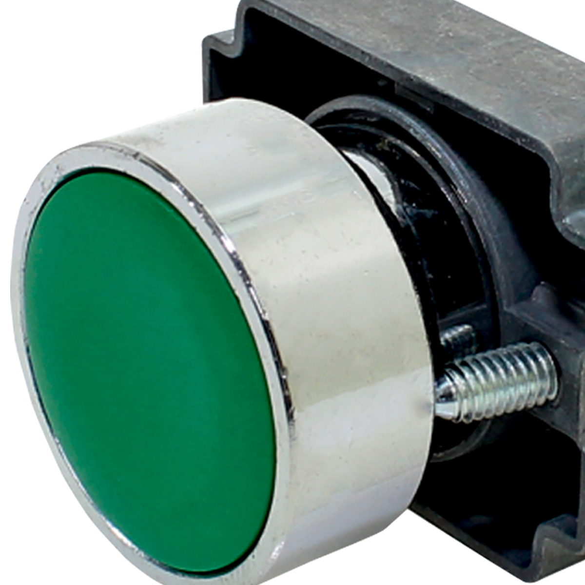 Botão De Comando Metálico 1Na 22Mm Verde Pulsador Faceado Redondo - Metaltex