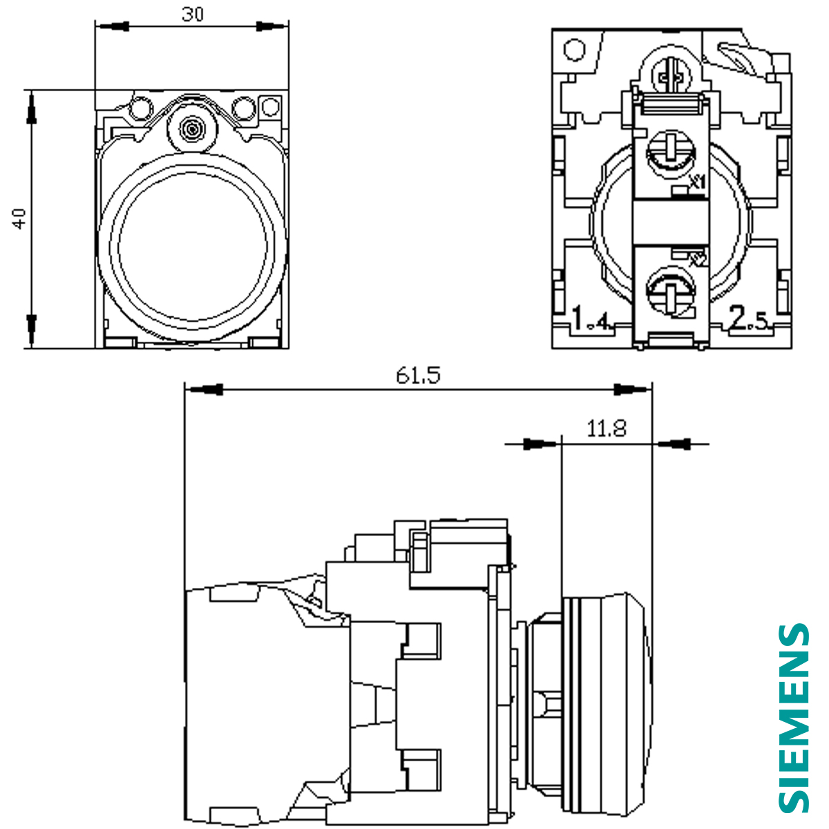 Sinalizador Comando Led Plástico 22mm 230V Vermelho 3SU11066AA201AA0 Siemens