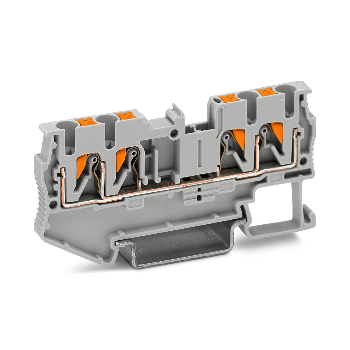 Conector Borne Passagem 4 Conexões 2,50Mm 800V Cinza Poliamida 24A Push-In - Phoenix