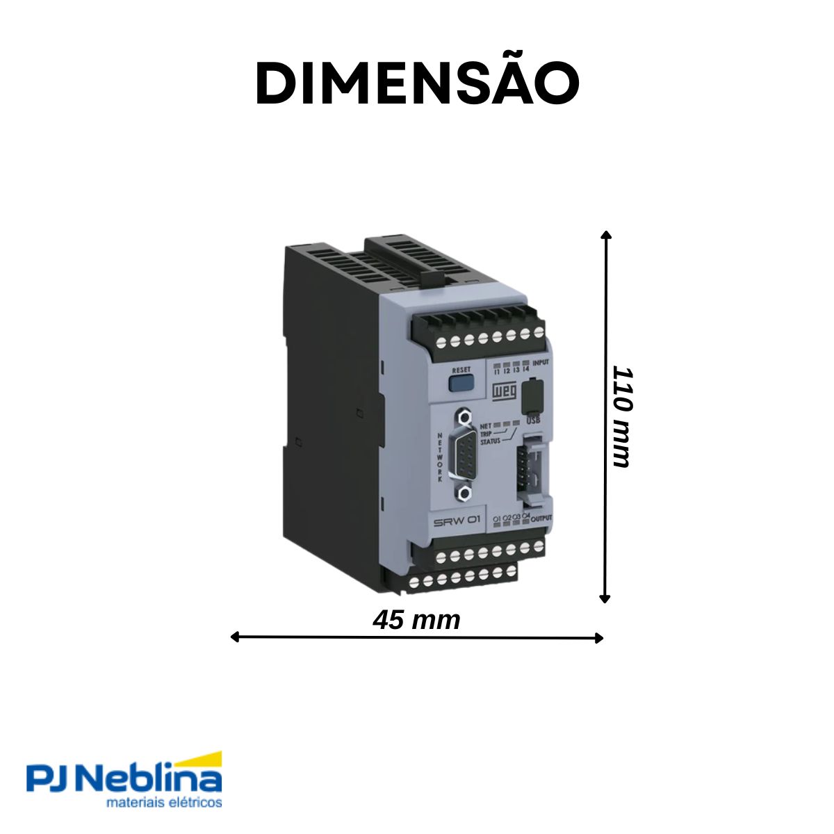 Relé Inteligente Devicenet Gerenciar Motor Entrada 4 Dig 24Vcc-6 Ethernet Prot Els Sensor Fuga Terra 110-240Vca/Cc - Weg