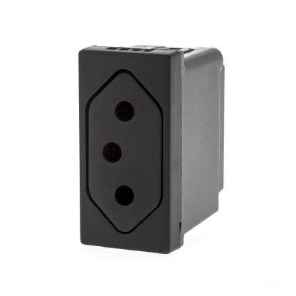 Módulo Tomada Fundo Móvel 10A Preto - Pialplus+