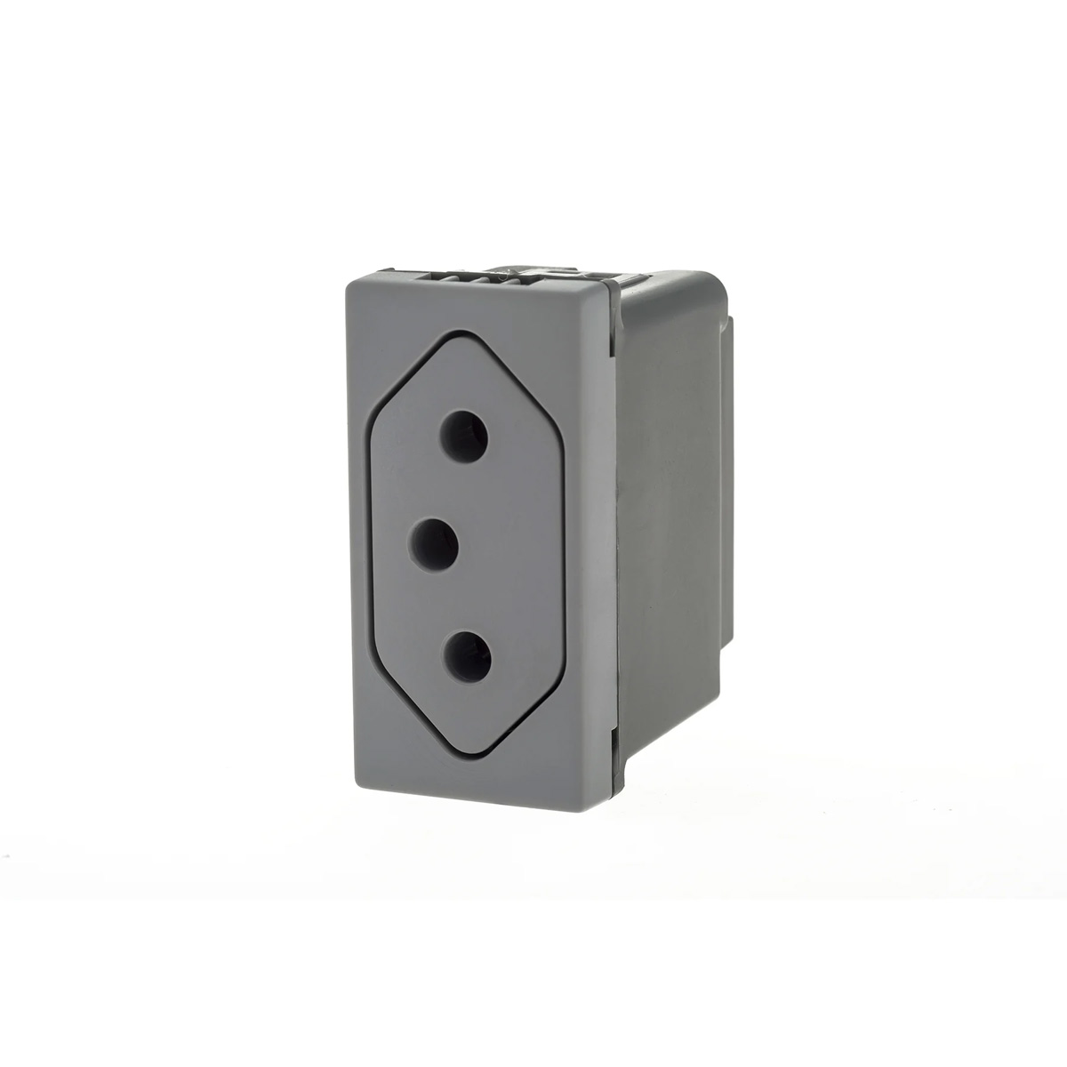 Módulo Tomada 2P+T Fundo Móvel 1 Módulo 10A 250V Cinza Pialplus+ - Pial