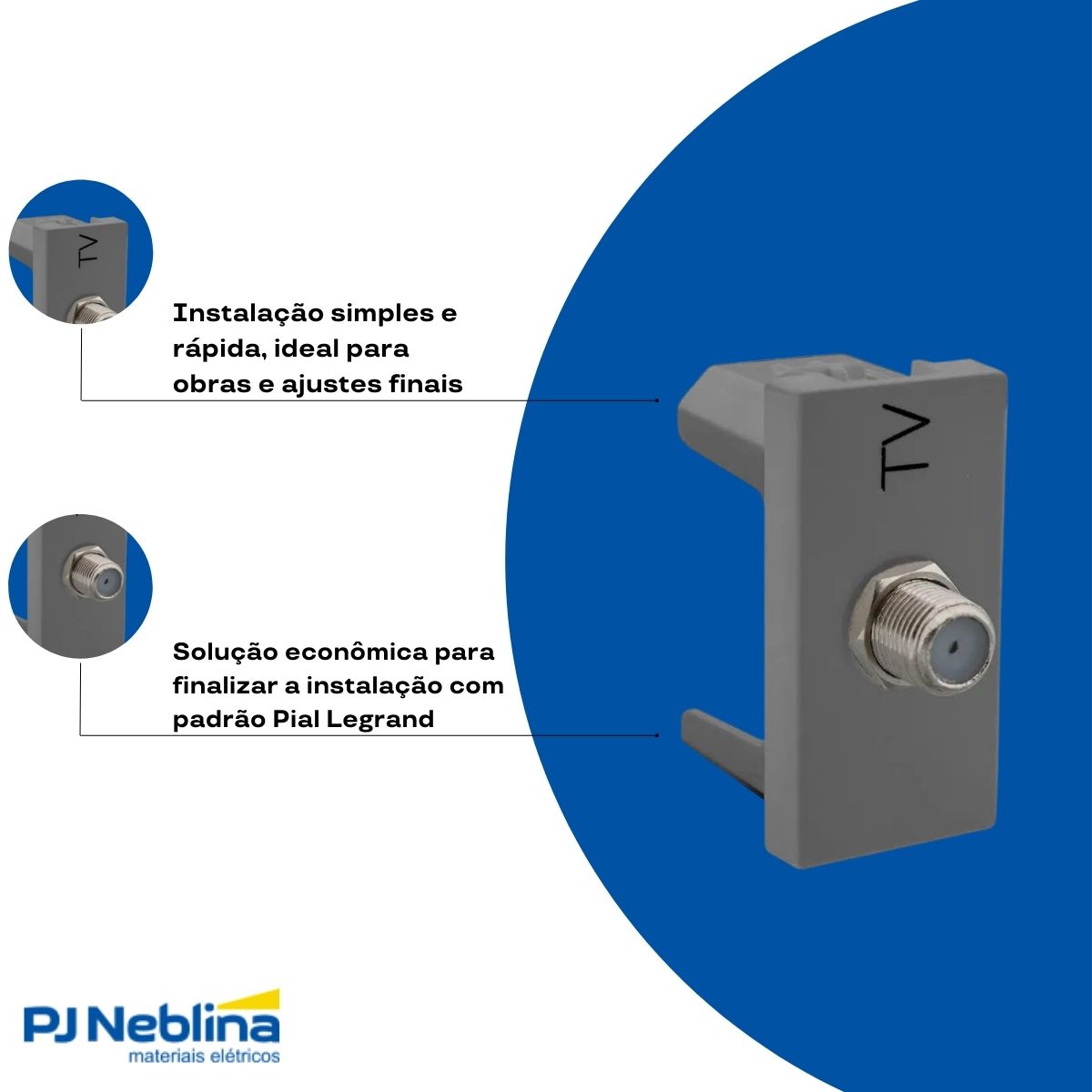 Modulo Tomada Antena Tv Coaxial 1 Mod Cz Pialplus+