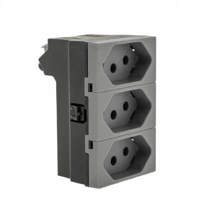 Módulo Tomada Triplex 10A Cinza - Pialplus+