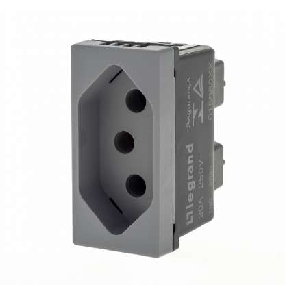 Módulo Tomada 20A Cinza - Pialplus+