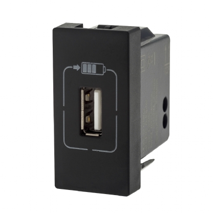 Módulo Tomada Usb Carregador Bivolt 1,1A Preto - Pialplus+