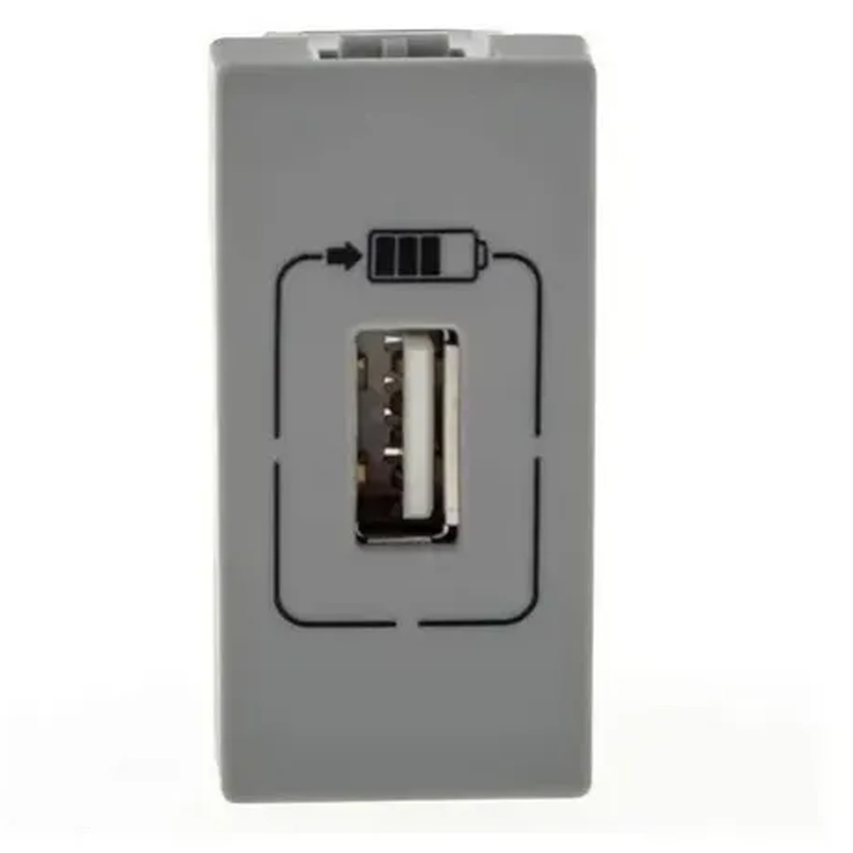 Módulo Tomada Carregador 1 Entrada Usb 1,1A Bivolt Pialplus+ Cinza 1 Módulo - Pial