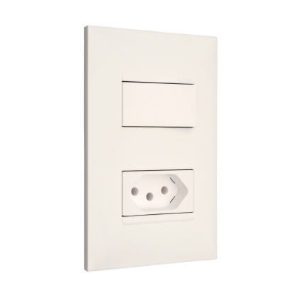 Conjunto 1 Interruptor Paralelo + Tomada 20A 4x2 Branco - Pialplus+