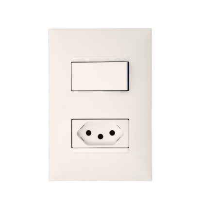 Conjunto 1 Interruptor Paralelo + Tomada 20A 4x2 Branco - Pialplus+