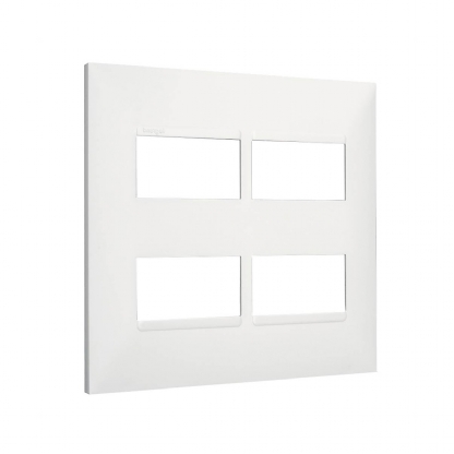 Placa Acabamento 4 Postos Horizontal 4x4 Branco - Pialplus+